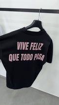 T-shirt Vive Feliz stampa rosa