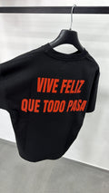 T-shirt Vive Feliz stampa rossa