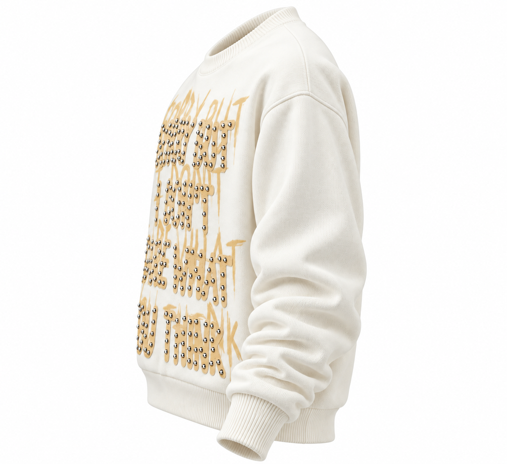 maglione borchie bianco